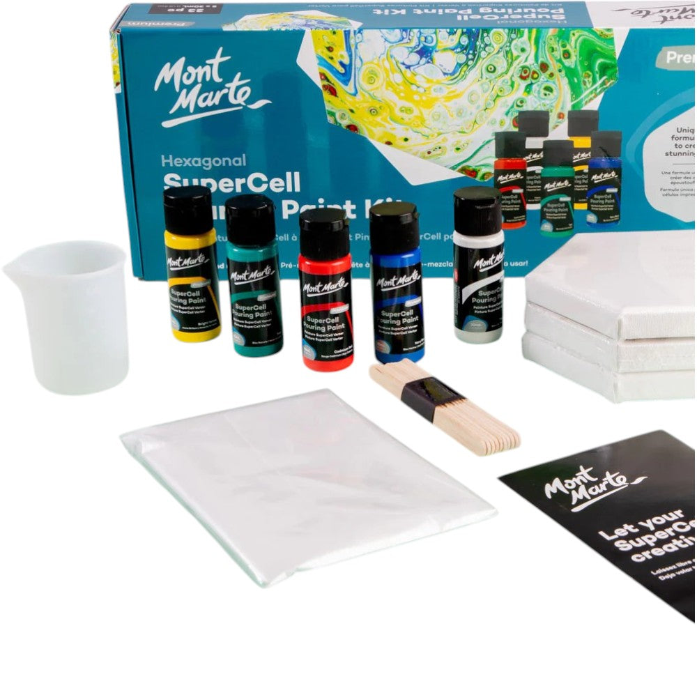 Mont Marte SuperCell Pouring Paint Kit 23pc - Open Box
